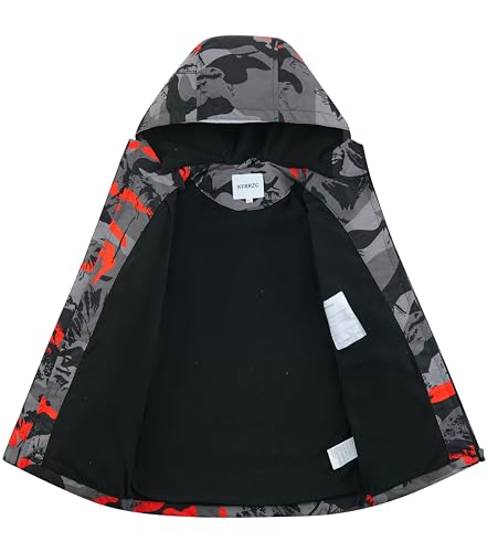 Image of Boys Girls Rain Jackets Waterproof Hooded Fleece Raincoats Lightweight Windbreakers for Kids