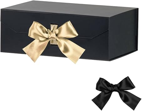 GoooodGift Black Gift Box Large, 12x8x4.5 Inches, Large Black Gift Box with Magnetic Closure Lid, Bridesmaid Proposal Box Gift Boxes for Festival Matte Black