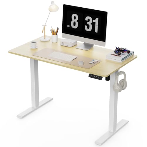 WALKINGDESK Escritorio Elevable Eléctrico, 100 x 60 cm Escritorios Regulable en Altura con 4 Alturas de Memoria, Mesa Ergonómico de Bipedestación con Tablero Ensamblado, Roble