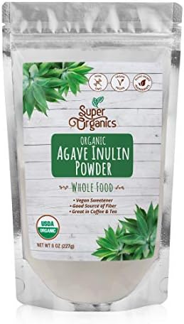 Super Organics Agave Inulin Powder | Vegan Sweetener | Good Source of Fiber | Organic Superfood Powder | Raw Superfoods | Whole Food Supplement – Vegan, Gluten-Free & Non-Gmo, 8 Oz