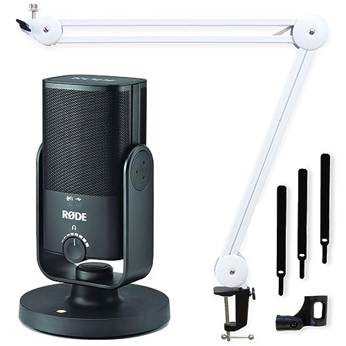 + Keepdrum MS138 - Treppiede a braccio snodato per microfono, colore: Bianco
