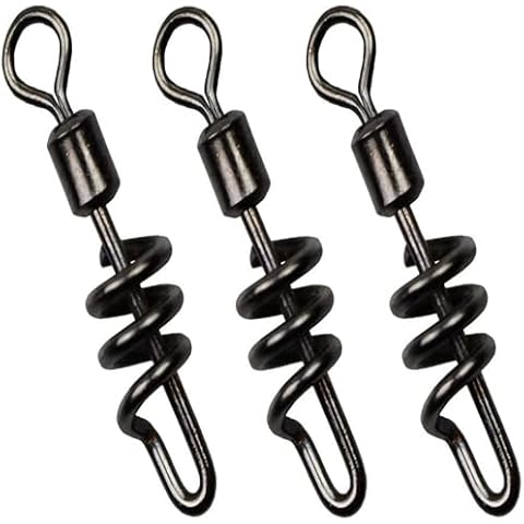 Jumping fish 30pcs Cork Screw Swivel Fishing Swivel Snap Swirl Connector Black Stainless Steel Fishing Swivels 3/0 2/0 1/0 2# 4# 6# 8# 10# Cover