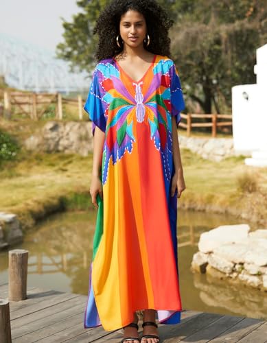 Image of NFVNKJ Women's Plus Size Beach Lounge Kaftan Maxi Dress Swimsuit Coverup for Women