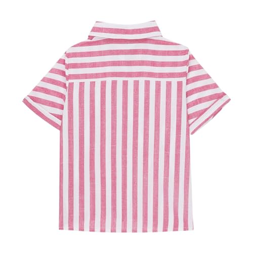 Lmdudan Summer Girls Cotton Linen Shirts Kids Striped Tops Lapel V Neck Button Down Shirt Loose Fit Dressy Casual Blouses Tee4