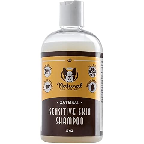 Natural Dog Company Sensitive Skin Dog Shampoo with Oatmeal and Aloe Vera, Cleans, Moisturizes and Relieves Dry Itchy Skin, Hypoallergenic, All Natural Ingredients, 12oz Bottle Cover