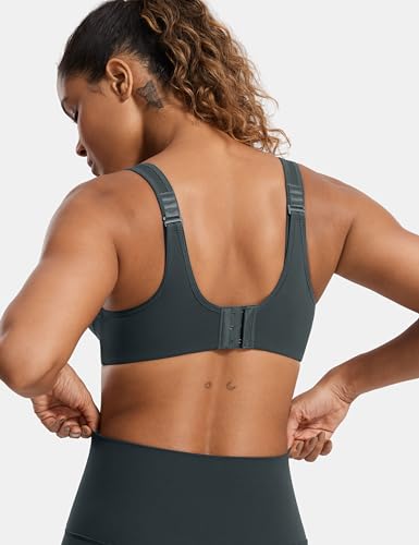 Image of SYROKAN Women's High Impact Underwire Sports Bra High Support Large Bust Padded Adjustable Straps Running Bra