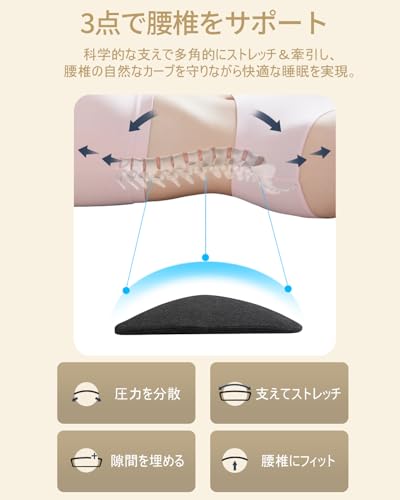 Annaben 腰痛クッション 腰枕 ロングサイズ ダークグレー