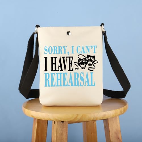 BDPWSS Sorry I Can't I Have Rehearsal Theater Tech Week Gift Drama Comedy Tragedy Masks Theater Drama Lover Crossbody Bag3