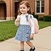 TITKKOP Toddler Girl Plaid Outfits Fall Winter Dress Knit Ribbed Bow Sweatshirt Tops and Button Fashion Skirts Set（blue+flower,5T