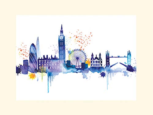 The Art Group Summer Thornton London Skyline Mounted Print, Multi-Colour, 30 x 40 x 1.3 cm
