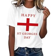 ☑ STGEORGE DAY DESIGN – Celebrate EnglishPride with this womens StGeorge Day t shirt featuring the iconicSaintGeorgeCross in boldRed and white. The England flag design makes this the perfect patriotic top for England Day Celebration, football matches...