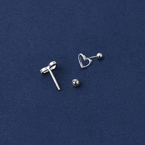 JSGEMSLEE Hypoallergenic 925 Sterling Silver Heart Earrings With Screw Back Tiny Love Heart Stud Earrings for Women Tragus Cartilage Jewelry by JSGEMSLEE - Image 3