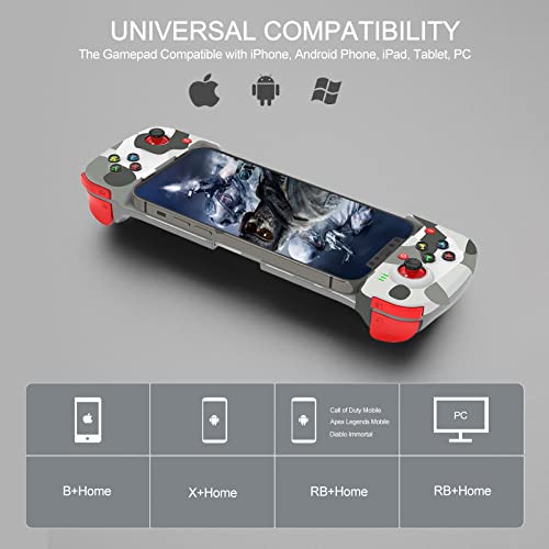 Joso Mobile Gaming Controller Iphone, Android, Direct Play, Stretchable, Gamepad Joystick For Iphone 14 13 12 Pro Max, Galaxy S23 S22 Ultra (Gray, Camouflage) #TOP1