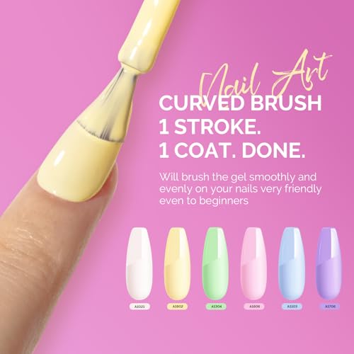 Image of MelodySusie Macaron Pastel Gel Nail Polish Set - 6 Colors Pink Yellow Blue Green Purple White Soak Off UV LED Gel Polish Gift for Women Nail Art Manicure Salon DIY Nail Design Decoration at Home