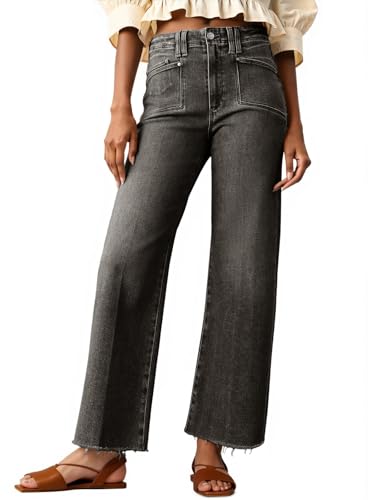 Cicy Bell Womens High Waisted Cropped Jeans Trendy Stretchy Baggy