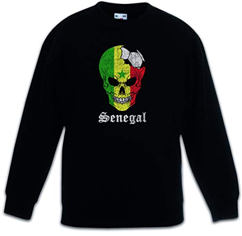Sweat-shirt Sénégal football skull pour enfants et ados en coton noir