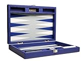 Silverman & Co. 13-inch Premium Backgammon Set - Travel Size - Indigo Blue Board