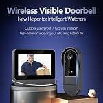 Doorbell Camera, 1080P HD 170° Wide Angle Video Doorbell with Display Screen, 2.4GHZ Visual Doorbell Support Night Vision 2 Way Talk, Battery Powered