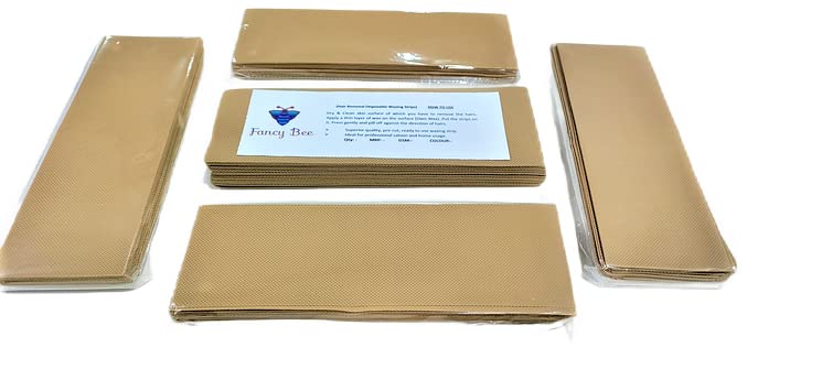 Image of Fancy Bee Hair Removal Waxing Strips Plain Disposable Beige Color Wax Strips Easy & Safe Wax Strips Non-woven Body Hair Removal for Men and Women (144 Pieces)