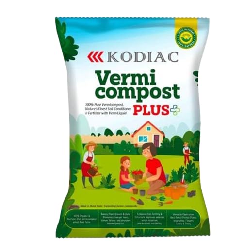 Vermicompost plus 1kg| Kodiac | * 100% Pure Vermicompost - Nature's Finest Soil Conditioner & Fertilizer with Vermi liquid | compost for plants home garden