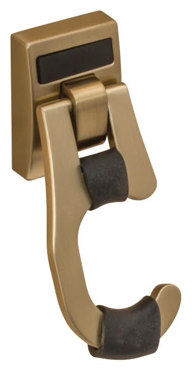 Kitchen Inventions TAG Hardware Premium Cleat Mount Broom and Mop Hook with Protective Non-Slip Rubber (Matte Gold)