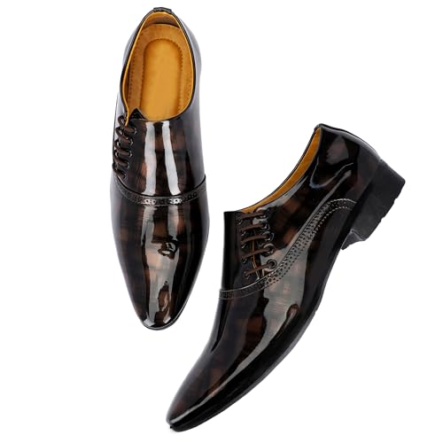 Image of GAUTAMFIT Men's Formal Classic Derby Lace-Up Formal Shoes for Office, Party,Wedding | Dress Shoes | Extra Cushioning Insole | Lightweight & Comfortable Stylish Shoes