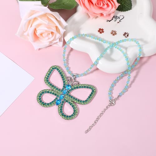 Green Butterfly Choker Necklace, Sparkly Green Butterfly Choker Pendant Necklace Rhinestone Choker Jewelry Gift for Women Wife Girlfriend Mom4