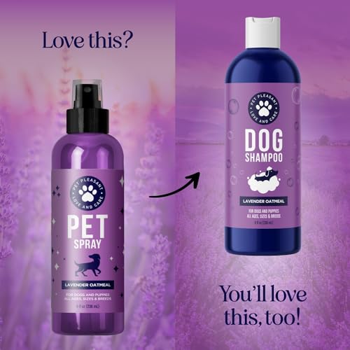 Lavender Oil Dog Deodorizing Spray - Dog Spray for Smelly Dogs and Puppies and Dog Calming Spray with Lavender Essential Oil - Lightly Scented Dog Deodorizer for Smelly Dogs and Dog Essentials