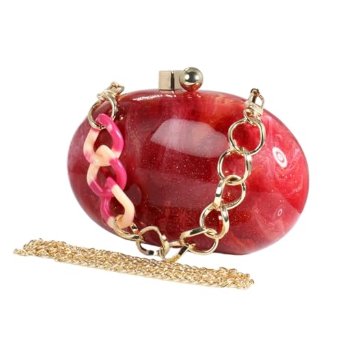 Image of Acrylic Evening Clutch Bag for Women Shell Shape Shoulder Crossbody Bag Glitter Marble Purse Handbag