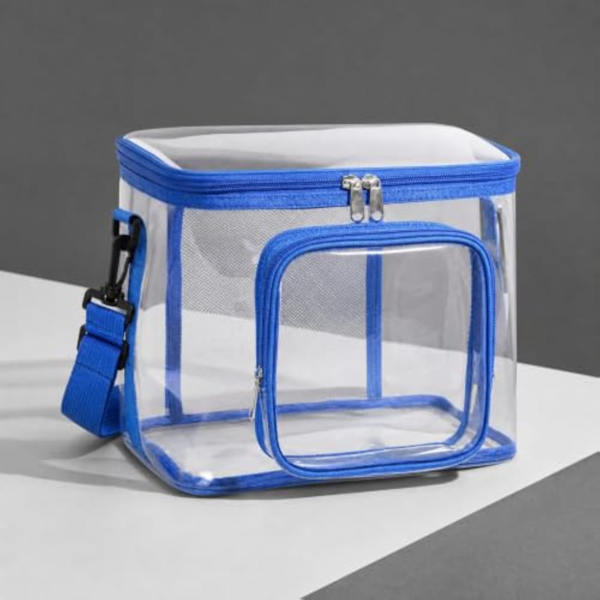 Water-Resistant Clear PVC Shoulder Bag, Multi-Compartment
