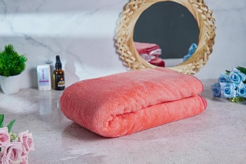 Image of Fezora Microfiber Bath Towel for Men & Women - Large Size 70x140 cm, 400 GSM, Ultra Soft, Quick Dry, Lightweight & Super Absorbent Towel for Bathroom, Gym, Spa, Travel & Swimming (Pink)
