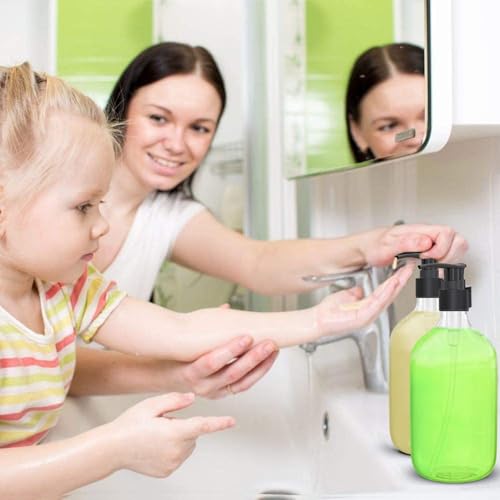 Image of Round Pump Bottle Soap Dispenser | Refillable Transparent Plastic Lotion Bottle | Empty Liquid Container for Soap, Shampoo, Lotion & Essential Oils (500 ML, Pack of 2)