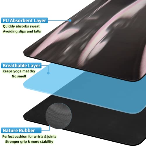 Yoga Mat Non Slip, Hot Yoga Mat(72"X 26"/5Mm), Natural Rubber Exercise Mat, Tear-Resistant Gym Mat, No Stretch Odorless Comfortable Thick Yoga Mats For Home Workout Pilates Fitness With Yoga Bag (Black) #TOP2
