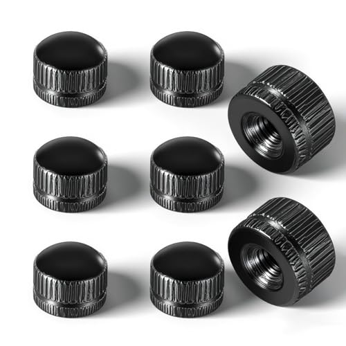 Screw Caps for Light Fixtures, Metal M4 Threaded Cap Nuts, 0.25 inch in Height x 0.35 inch in Diameter, 8 Packs Replacement for Outdoor Light, Pendant, Wall Sconce, Chandelier, Ceiling Lights (Black)