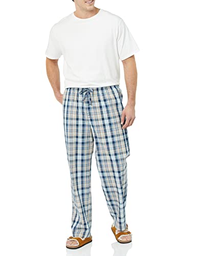 Image of Amazon Essentials Men's Cotton Poplin Straight-Fit Pajama Pants with Pockets, Elastic Waist, Drawstring