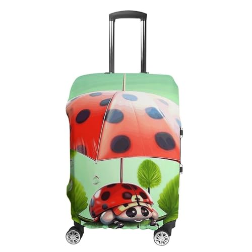 Housse de bagage élastique motif coccinelle lavable pour valise blanche anti-rayures