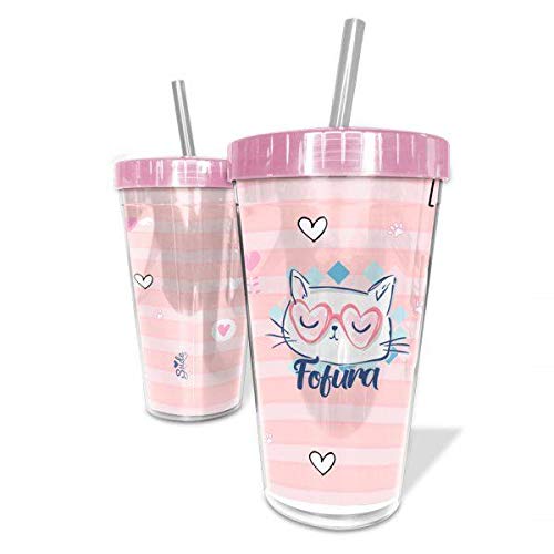 Copo Canudo Fofura gatinha