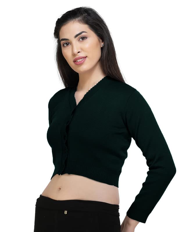 Image of Women Winter Wear V-Neck Full Sleeves Regular Fit Woollen Blouse