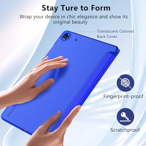 Image of MoKo Trifold Case for Galaxy Tab A9 Plus /A9+ 11 Inch 2023, Klein Blue | Slim Stand Hard PC Translucent Back Shell Smart Cover, Auto Sleep /Wake, Light, Anti-scratch, 2 Adjustable Angle