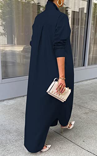 Image of Choichic Shirt Dresses for Women Casual Long Sleeve Cotton Button Down Maxi Dresses
