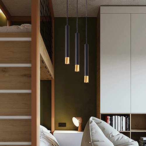 Lámpara colgante LED de tubo de aluminio negro de 5W con diseño de gota de alta gama Ibalods 4