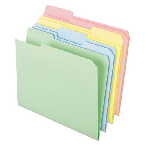 Pastel Color File Folders, 1/3 Cut Top Tab, Letter, Assorted, 100/Box