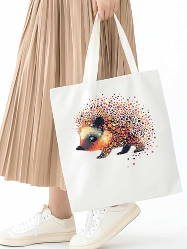 Canvas Tote Bag, Abstract Hedgehog patterned Canvas Tote Handbags for Women Shoulder Bag,2
