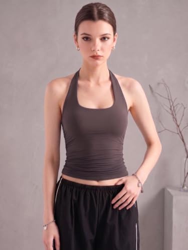 Image of Nexsus Apparels Women's Halter Neck Crop Top| Sleeveless Squre Neck Fitted Cami Top | Casual Wear Top | Available in Plus Sizes
