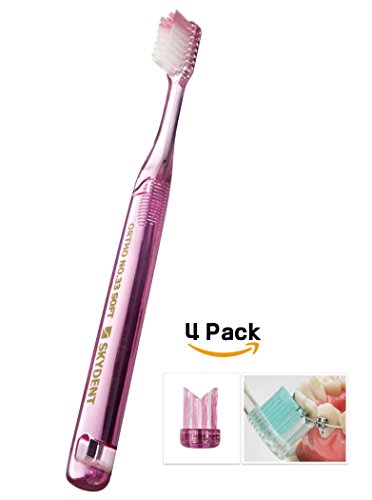 Sky Orthodontic Toothbrushes[4 Packs] V Trim Cleaning for Braces Wires Brackets