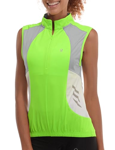 Image of Little Donkey Andy Women's Half Zip Breathable Cycling Vests Reflective Sleeveless Jerseys Shirts Golf 4 Rear Pockets