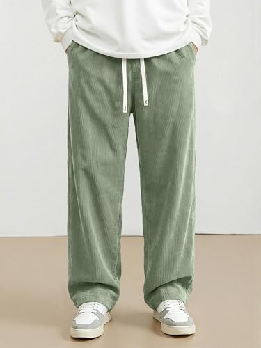 Image of JMIERR Mens Corduroy Pants Wide Leg Baggy Sweatpants | Loose Fit Joggers, Elastic Waist Drawstring, Casual Sweatpants, Vintage Pants, Fall Winter Fashion, Streetwear