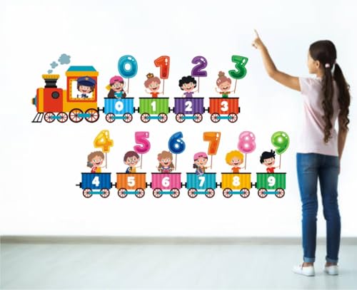 Image of Stickers Kids Wall Sticker 123 Number for Children WallSticker (Ideal Size on Wall: 170 cm x 28 cm),Multicolour, Large