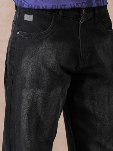 Image of WROGN Men's 100% Cotton Jeans | Solid | Loose Fit