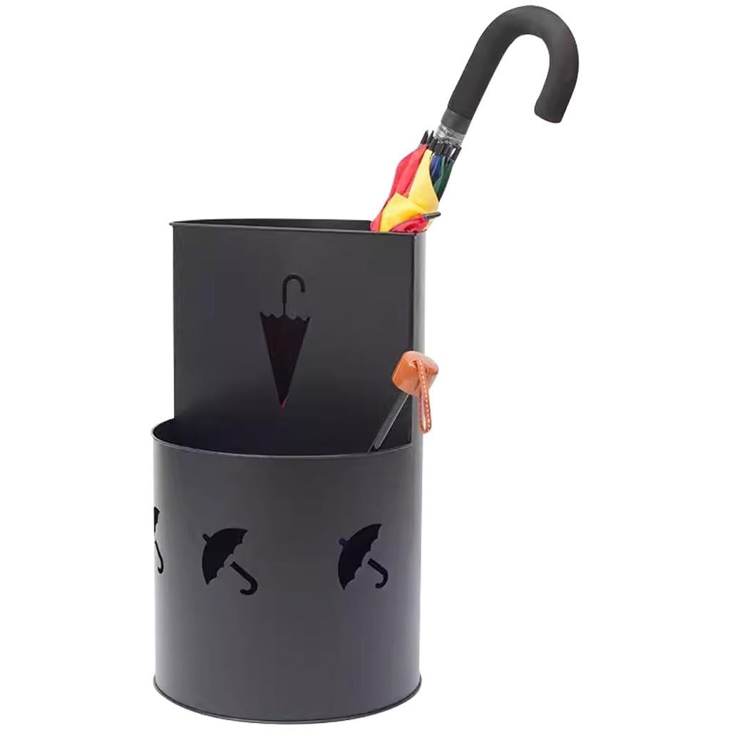 Flyiodfcxv Black Color Umbrella Stand, Outdoor Commercial Umbrella Organizer Bin, Creative Hollow Pattern(Black Color)